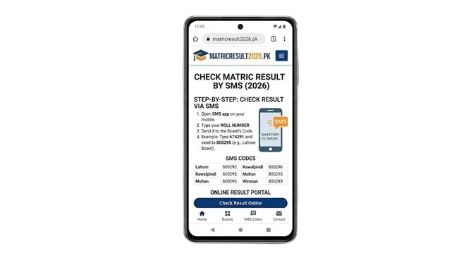 Check Matric Result by SMS